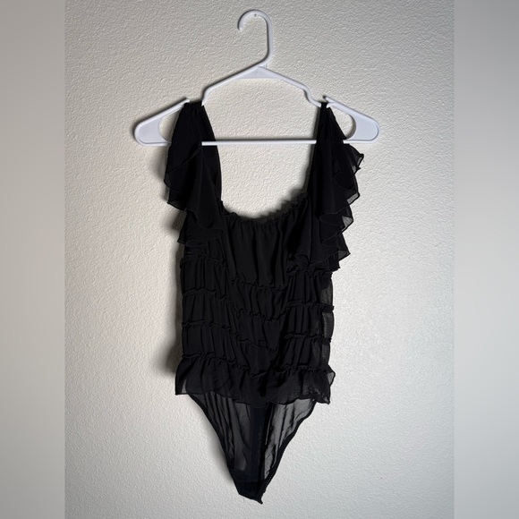 Free People Intimate Black Juliet Ruffled Bodysuit Women’s Size Small - Picture 2 of 8